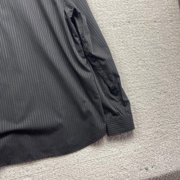 Calvin Klein Non Iron Black & White Stripe Men Sz Large Button up Shirt Casual - Picture 12 of 13